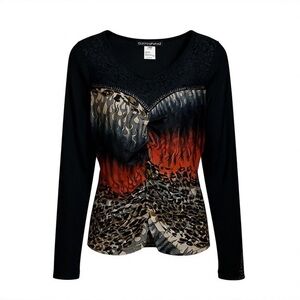 Black V-Neck Embellished Top | Women’s M (8–10)